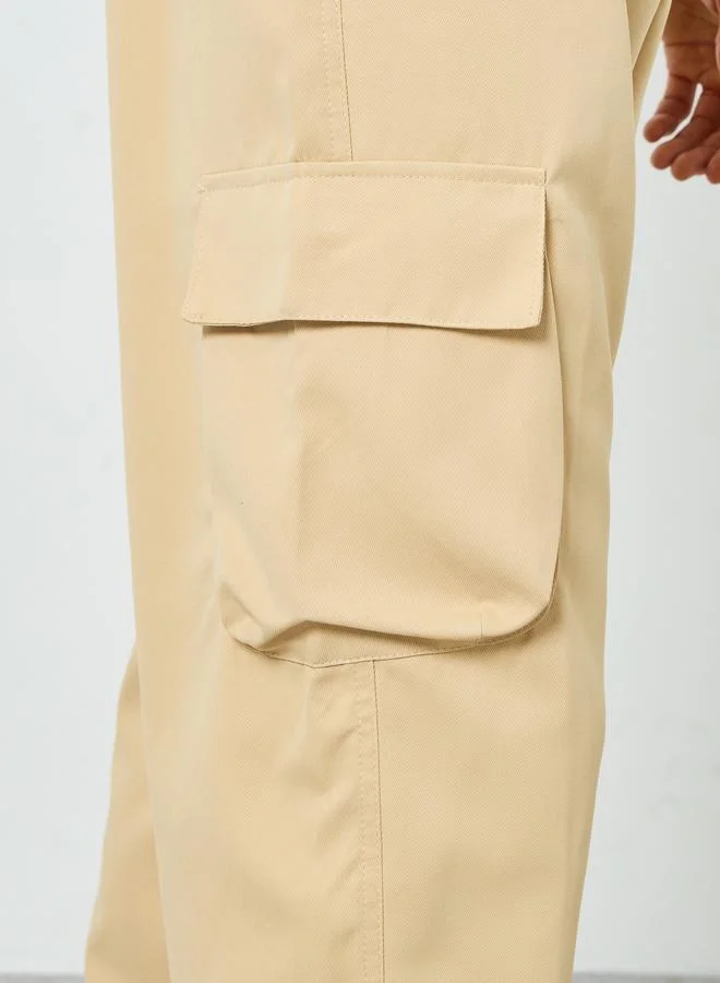 Take Two Men Beige Relaxed Fit Cargo Pants